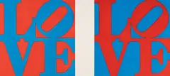 Robert Indiana, Love, Blue/Red" and "Love, Red/Blue, 1991, Each: Etching with aquatint in colors on Arches wove paper
