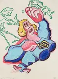 Peter Saul, Bizarro Superwoman, 1995, Monotype on paper