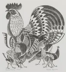 Dahlov Ipcar, Chicken Family, 2002, Lithograph