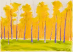Wolf Kahn, Lilac Trees, Pastel on paper