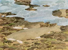Neil Welliver, Two Trout and Reflections, 1994, Watercolor on paper