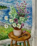Waldo Peirce, Autumn Flowers with Pipe, 1969, Oil on canvas