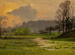 John Joseph Enneking, The Dedham Meadows, c. 1872, Oil on board