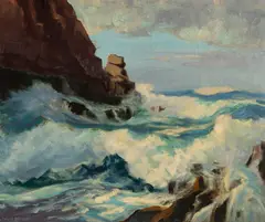 George North Morris, Devil's Pulpit, Bald Head Cliff (Ogunquit, Maine), Oil on canvas