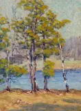 Vivien Milner Akers, Summer Coast, Oil on board