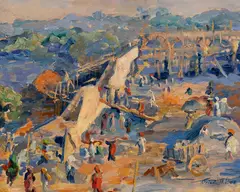 Frieda Hauswirth, Malabar Tank Construction, Bombay, 1911, Oil on board