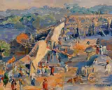 Frieda Hauswirth, Malabar Tank Construction, Bombay, 1911, Oil on board