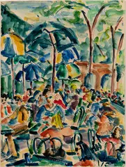 Hans Purrmann, Stroll in the Park, 1947, Watercolor and ink on paper