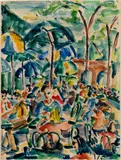 Hans Purrmann, Stroll in the Park, 1947, Watercolor and ink on paper