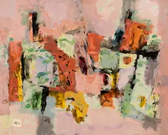Ulfert Wilke, Pink, Green, Browns, 1954, Gouache on paper