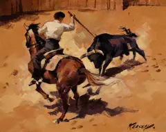 The Bull Ring by Richmond Irwin Kelsey, Oil on canvas laid to board, offered Aug 2026