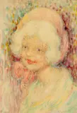 Lucien Boulier, Portrait de la Fille (The Artist's Daughter), Oil and mixed media on paper laid to masonite