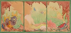 Harry Leslie Hoffman, Undersea Triptych, Watercolor on board