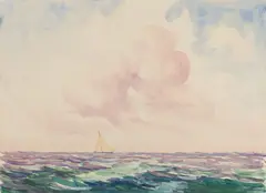 Harry Leslie Hoffman, Out to Sea, Watercolor on board