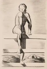 Rockwell Kent, Climbing the Bars, 1928, Lithograph