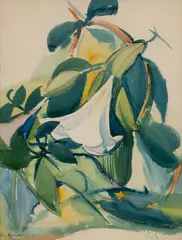Carl Sprinchorn, Trumpet Vine, Watercolor on paper