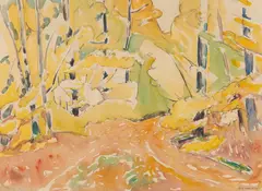 Carl Sprinchorn, Autumn Walk, Watercolor on paper