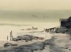 Laurence Sisson, Low Tide, Watercolor on paper