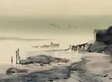 Laurence Sisson, Low Tide, Watercolor on paper