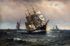 Marshall Johnson, Clipper Signaling A Pilot, Oil on canvas