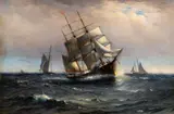 Marshall Johnson, Clipper Signaling A Pilot, Oil on canvas