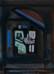 Joseph De Martini, Figures with Umbrella, Oil on canvas