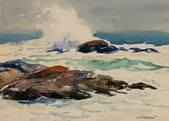 Sears Gallagher, Sea Spray, Monhegan (Washerwoman), Watercolor on paper