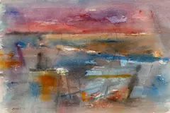 Michael Loew, Monhegan Sunset, 1973, Watercolor on paper