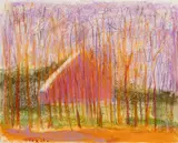Wolf Kahn, Pink Saltbox, Pastel on paper