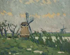 Henry Hammond Ahl, Windmill, Oil on canvas board