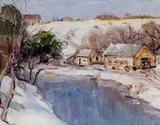 George Gardner Symons, Winter Stream, Oil on board