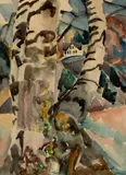 William Zorach, Through the Birch Trees, Watercolor on paper