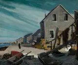 Jay H. Connaway, Fish Beach, Monhegan at Night, Oil on board