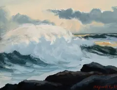 Alfred Fuller, Crashing Waves, Monhegan, Gouache on paper