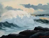 Alfred Fuller, Crashing Waves, Monhegan, Gouache on paper