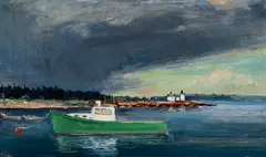 Peter G. Cook, The Green Lobster Boat, Oil on board