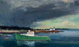 Peter G. Cook, The Green Lobster Boat, Oil on board