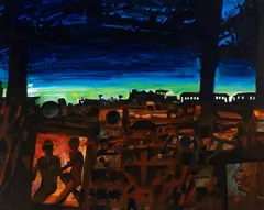 John Hultberg, Dancing at the Depot, 1977, Oil on canvas