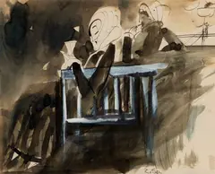 Carl Sprinchorn, 2 Figures - Copenhagen Night Club, 1915, Watercolor on paper