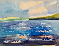 Carl Sprinchorn, Valley Scene & Shinn Pond, 1946, Double-sided watercolor on paper