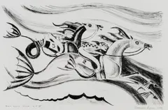 Dahlov Ipcar, Sea Horse Race, 1999, Lithograph