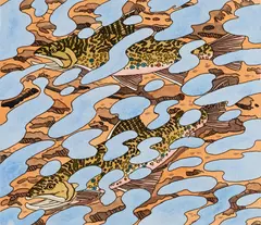Two Trouts & Reflections by Neil Welliver, 1994, Hand-colored etching, sold Apr 2026