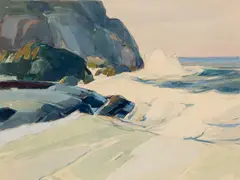 Karl Schmidt, Crashing Waves, Likely Monhegan, Watercolor and gouache on paper