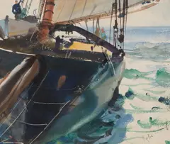 John Whorf, Sailboat & Erotic Scene, Double-sided watercolor on paper