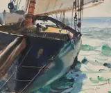 John Whorf, Sailboat & Erotic Scene, Double-sided watercolor on paper