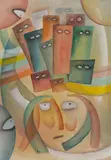 Xul Solar, Caras En Movimiento, 1927, Watercolor and gouache on paperboard