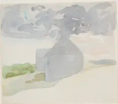 Lois Dodd, Grey House, 1966, Watercolor on paper
