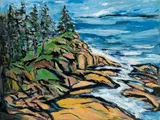 Arthur DiMambro, Rocky Maine Coast, 2014, Oil on masonite