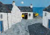 William Irvine, Morning Gossip (Ullapool, Scotland), Oil on illustration board