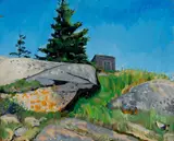 Chris Huntington, "Island Out House" Wheaton's Island, 1974, Oil on panel